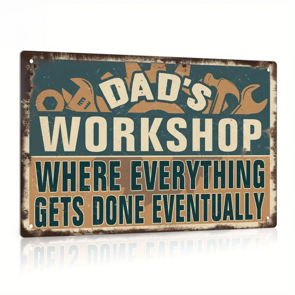 Putuo Decor Dad'S Workshop Metal Tin Sign - Vintage Garage Wall Art Suitable For Home, For Man Cave, Tool Room - Father'S Day Gift, 8x12 Inches ( Metal Retro Tool Shed Decorations) country style