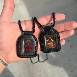Santa Muerte Red / White Scapular - color black