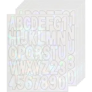 2 inch 8 Sheets White Alphabet Sticker,Self Adhesive Vinyl Letter Stickers Mailbox Numbers,for Arts Crafts Outdoor Sign Poster Mailbox Sign Doors Mailboxes Car Truck
