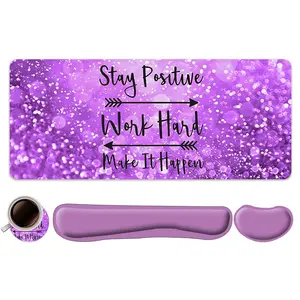 Letter Pattern Design Mouse Pad & Keyboard Wrist Rest & Coaster Set, Office Accessories Set, Ergonomic Wrist Support, Computer Mat Mouse Pad, Mousepad