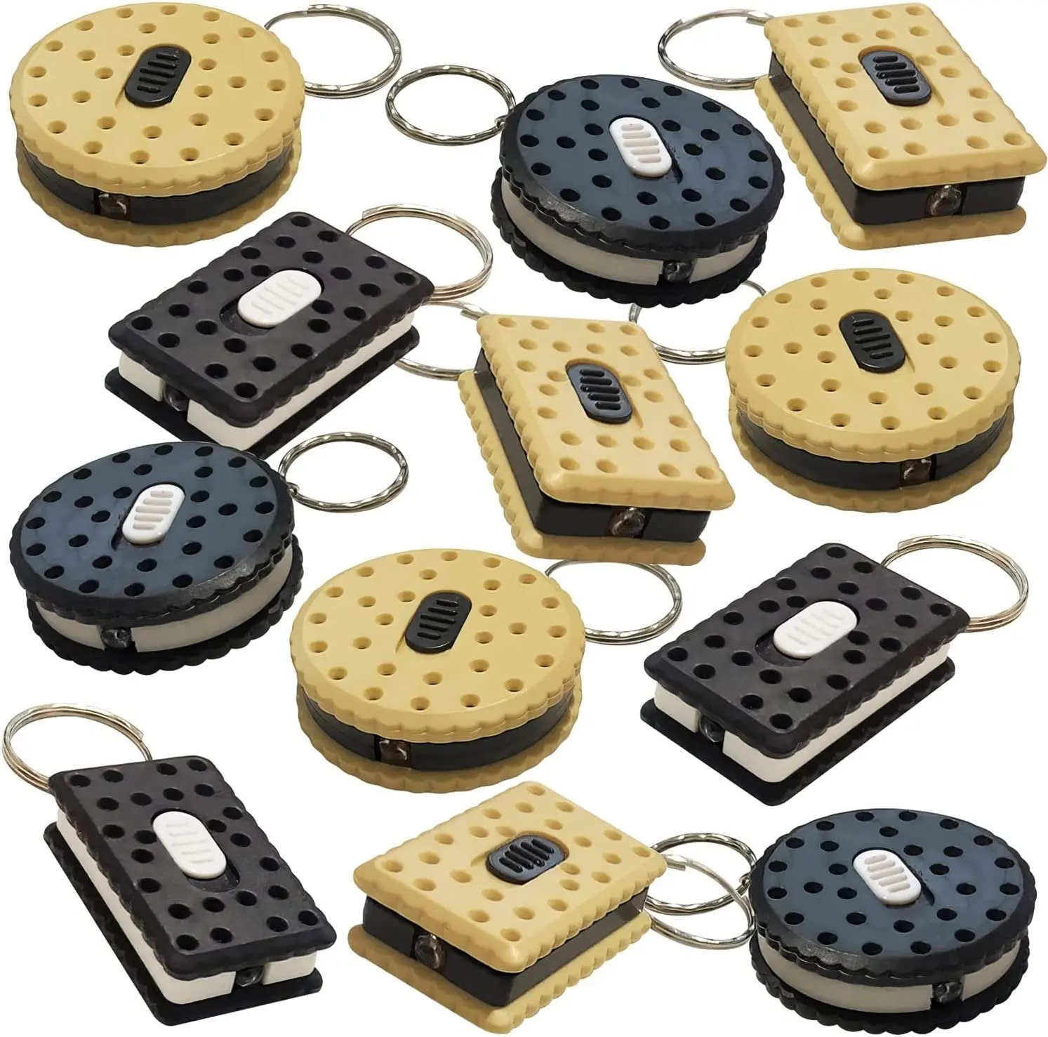 Artcreativity 24-pack Value LED Flashlight Collectible Keyholders, Assorted Cookie Replica Bag Charm Keychains, Durable Plastic Keychain Attachments, Kids’ Birthday Party Favors, Bag Charm Keychain