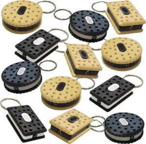 Sandwich Cookie Flashlight Keychains, Pack of 24, LED Key Chains in Assorted Cookie Replicas, Durable Plastic Keyholders, Birthday Party Favors, Goodie Bag Fillers for Kids