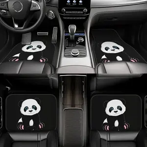 4pcs Set - Cute Cartoon Panda Pattern Car Floor Mats - Polyester - Suitable for Sedan, Van, SUV | Easy to Clean, Interior Accessories, Fits Front and Rear Seats, All Seasons Perfect Holiday Gift