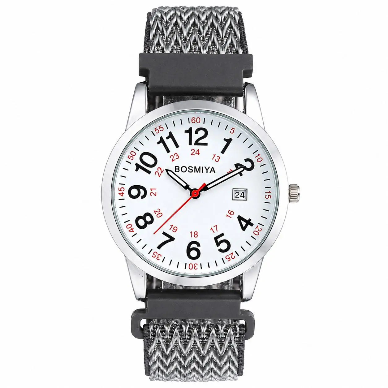OIDEA Unisex Fashion Watch - Eco Alloy, Round Face, Clean Look, Easy-Read 24-Hour Dial, Large Numbers, Date Window, Elastic Stretchy Strap, for Everyday Use