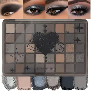 HANMISHU 40-Color Smoky Eyeshadow Palette - Cement Grey Color Story, Matte & Shimmer, Highly Pigmented, Smooth, Long-Lasting, Blendable, Professional Makeup for Daily & Dramatic Looks