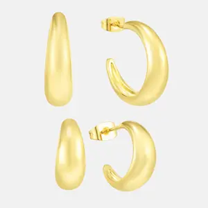 EVRY JEWELS Gold or Silver Plated Women's Waterproof Kendall Hoops