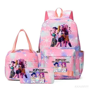 Backpacks KPop Demon Hunters Printed Women's Girl's Travel Outdoor Backpacks With Lunch Bags Lightweight Teens Laptop Mochila