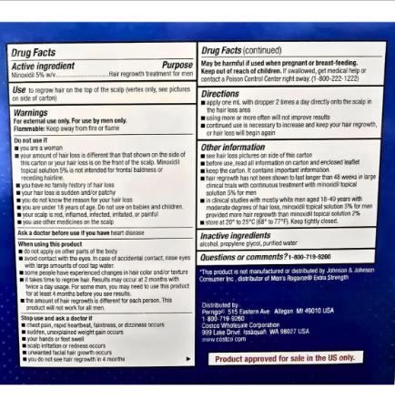 3pcs Kirkland Signature 5% Minoxidil Extra Strength Hair Regrowth Treatment - Men's USP Topical Liquid with Dropper, PeppermintCastor Rosemary Biotin Haircare Formula