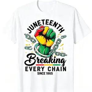 Juneteenth T-shirt Women'S Men'S African American Freedom  Novelty T-shirt, Men'S T-shirt, short sleeve, everyday wear and vacation style shirt Streetwear Casual comfort color shirts oversized tshirt Black Crewneck Fathersdaygift Menswear