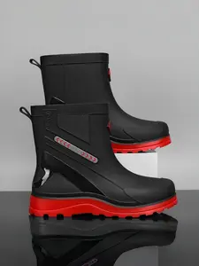 1 Pair Men's Mid-Calf Non-slip Rain Boots/Minimalist Casual Style/Stretchy Shoe Opening Design + Slip-resistant Wear-resistant Sole + Waterproof & Easy to Clean/Ideal for Rainy Days & Daily Commute
