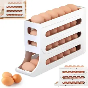 Egg Holder For Fridge, Auto Rolling Egg Organizer For Refrigerator, 4 Tiers Egg Dispenser For Refrigerator, 30 Eggs Egg Storage For Refrigerator, Works In The Kitchen, Cabinets. Boxes