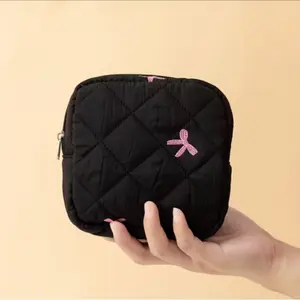 Stitching Sanitary Pad Storage Bag, Cute Bow Menstrual Pads Bag, Hygienic Cotton Swab Clip, Essential Women's Gynecological Care, Travel Storage