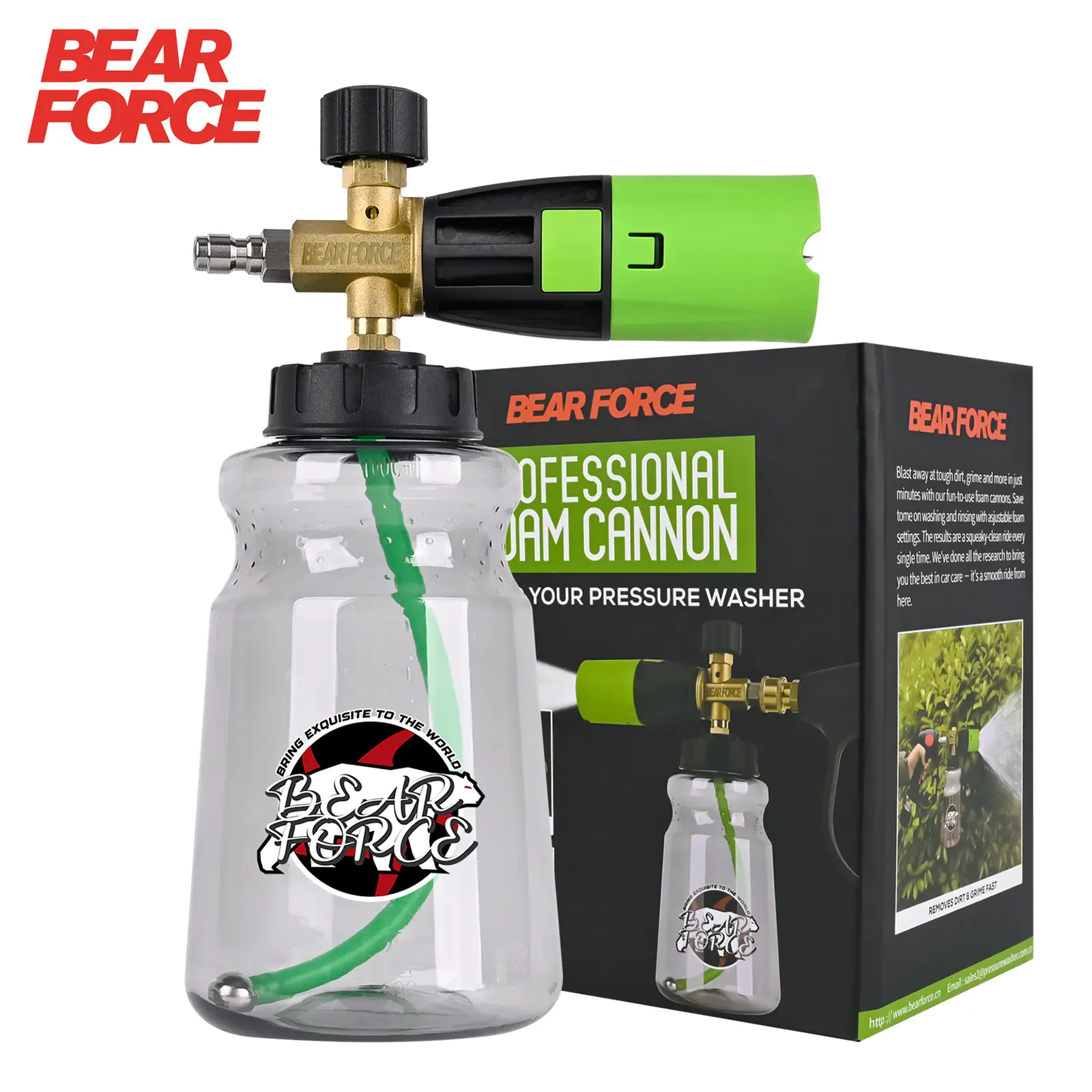 BEAR FORCE Innovative Pressure Washer Foam Sprayer Pro+, 2026 Car Wash Lance, 1/4"-Quick Plug, 34oz Bottle, 1-Click Disassembly, Thickened Formula, 3x Longer Life, Car Wash Accessory Kit
