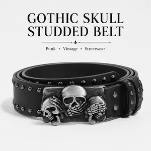 Dark Skeleton Claw Hand Belt, Devil Hand Shaped Waist Strap. Buckle-Free Decorative Leather Belt, Casual Fashion Jeans Accessory for Daily Outfit