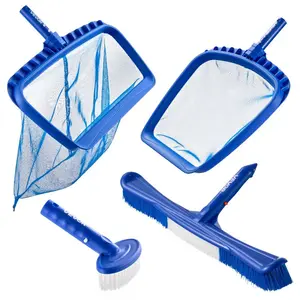 VEVOR Swimming Pool Cleaning Kit, Includes 2 Detachable Brush Heads (20 Inch/ 5.5 Inch) and 2 Pool Skimmer Nets, 4-in-1 Inground/Above Ground Pools Cleaning Tools Set for Leaf, Fine Mesh, No Poles
