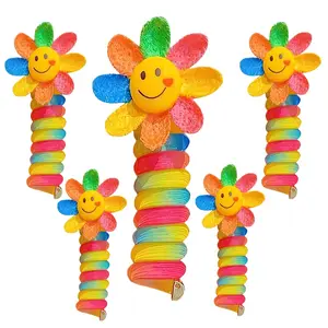 Rainbow Sunflower Smile Phone Line Hair Ties, Kids Non-Damaging Bubble Braid Headbands, Girls Heart Dopamine Hair Accessories