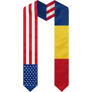 72X5.9Inch National Flag Graduation Stole Class of 2026 Graduation Sash Generation Stole for International Students Honor Sash