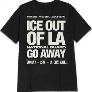 Ice Out Of LA National Guard Go Away ,Fck Ice Distressed T-Shirt  Unisex Cotton T-Shirt  Unique Gift Tee