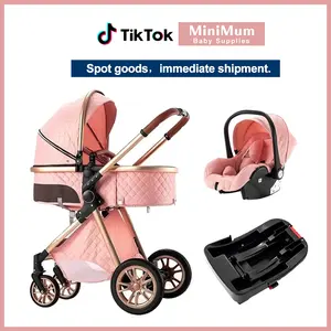 2026 Convertible Reversible Baby Pram, Adjustable Cradle Basket, Pink stroller,Lightweight Foldable Travel Stroller, Easy One-Hand Fold, Built-in Canopy and Storage Basket, Multi-Position Recline, Safe and Stable, Recommended for Baby Boys & Girls