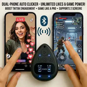 Bluetooth Screen Tapper Auto Clicker for TikTok App - Wireless Touchpad Remote Phone Tapper for iPhone & Android (iOS AssistiveTouch Required), Dual Device S1/S2, 2-Speed Silent Clicker (Black)