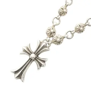 Pre-owned Chrome Hearts Sterling Silver 925 (Ag925) Small Leather Goods Silver925 Cross Ball Necklace