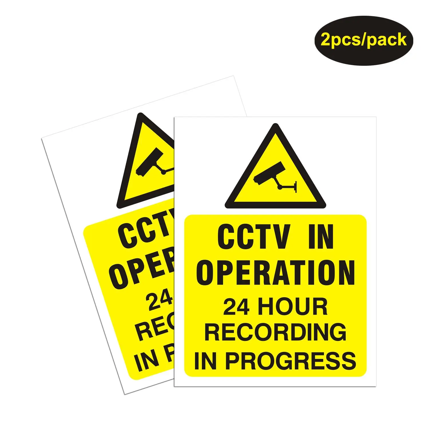 CCTV in Operation Warning Sticker, 2pcs Waterproof Durable High Visibility Label Sticker, Self Adhesive Sticker for Decoration, Package