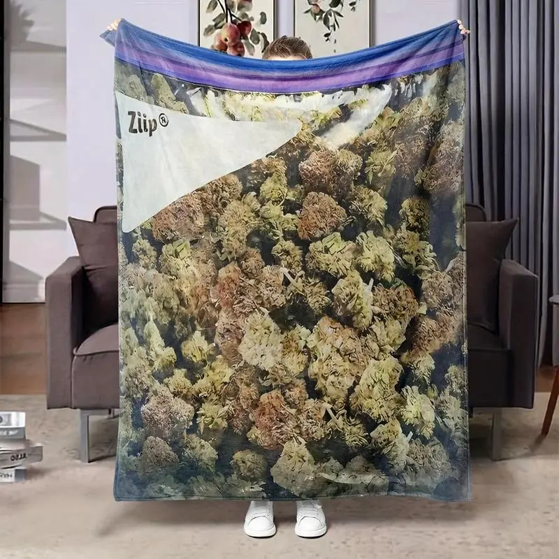 Dank Weed Theme Style/1pc Plant Fleece Throw Blanket/Lightweight Soft Comfortable Gift for Pot Stain Lovers Men Women/Home