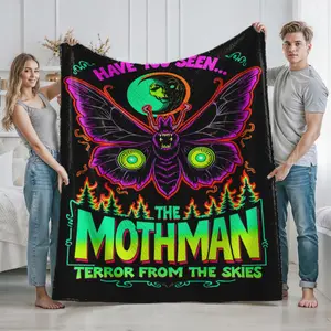 Mothman Print Blanket Cozy Throw for Living Room Bedroom Use Perfect for Fans of Mythical Creatures  Paranormal Enthusiasts  and Horror Lovers Ideal Gift for Halloween  Christmas  Birthdays  and Special Occasions to Celebrate Unique Cryptid Legends and