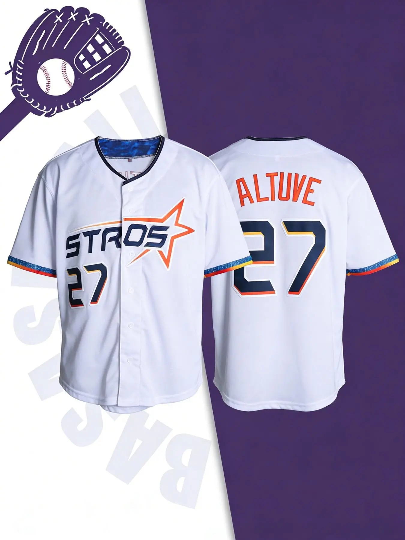 Baseball Jersey No. 27 Sports Shirt, Quick-Dry Short Sleeve, High-Quality Experience, Casual Loose Fit, Spring & Fall, Sports Clothing