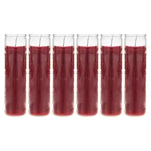 Mega Candles 6 Pcs Unscented Red 7 Day Devotional Prayer Glass Container Candle Does not apply