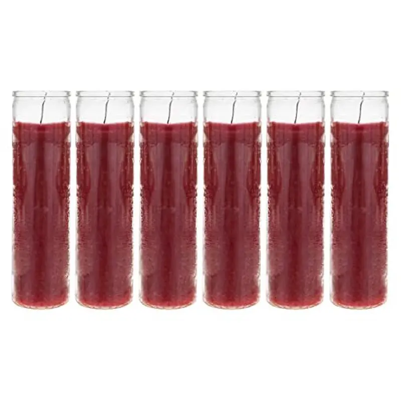 Mega Candles 6 Pcs Unscented Red 7 Day Devotional Prayer Glass Container Candle Does not apply