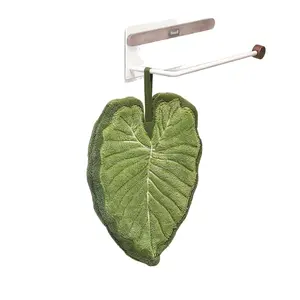 Plant Monstera Hanging Hand Towel, Creative Thick Absorbent Coral Fleece Cloth, Bathroom Kitchen Home Use