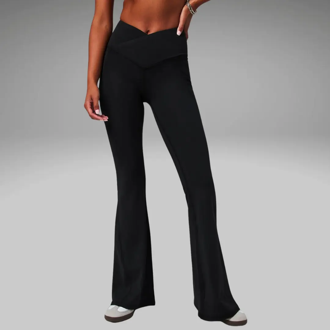 Fabletics Women's PureLuxe High-Waisted Crossover Flare Womenswear Bottom flared leggings Fabletics Women's PureLuxe High-Waisted Crossover Flare Womenswear Bottom flared leggings