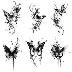 Butterfly Pattern Temporary Tattoo Sticker, 6 Counts/set Realistic Fake Tattoo Sticker, Body Art Sticker for Women & Girls, Sticker Tattoos