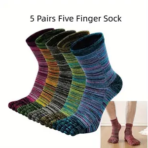 5 Pairs Toe Socks,7-13in  Mens Five Finger Striped Sock Running Athletic Cotton Ankle Sox,Textiles & Soft Furnishings