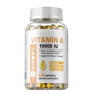 Airboy Vitamin A Softgels, non-GMO, 120 capsules, easy to swallow, supports eye and immune health.