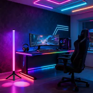 1pc LED Floor Lamp, Music Sync Smart Light, RGBIC Ambient Lighting, Modern Minimalist Standing Backlight for Home, Gaming Room, Living Room, Bedroom, Hotel, Cafe, Dance Floor More Ideal Decorative Gift for Birthdays and Holidays.