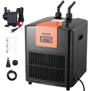 summervibes VEVOR Aquarium Chiller 110 Gallon, 1/3 HP Water Chiller for Hydroponics, Fast Cooling for Fish Tank, Axolotl, Coral Reef, Quiet Refrigeration Compressor, Titanium Evaporator, Complete Fittings, Aquarium Use, Temperature Control