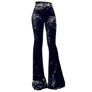 ShopMyTrend Women's High Waist Wide Flare Leg Long Bell Bottom Yoga Velvet Pants