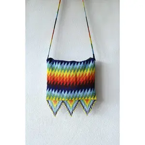 Forbidden Rainbow - Native Beaded Purse in a Geometric & Colorful Design - Handmade by Mexican Artisans - Mother Sierra