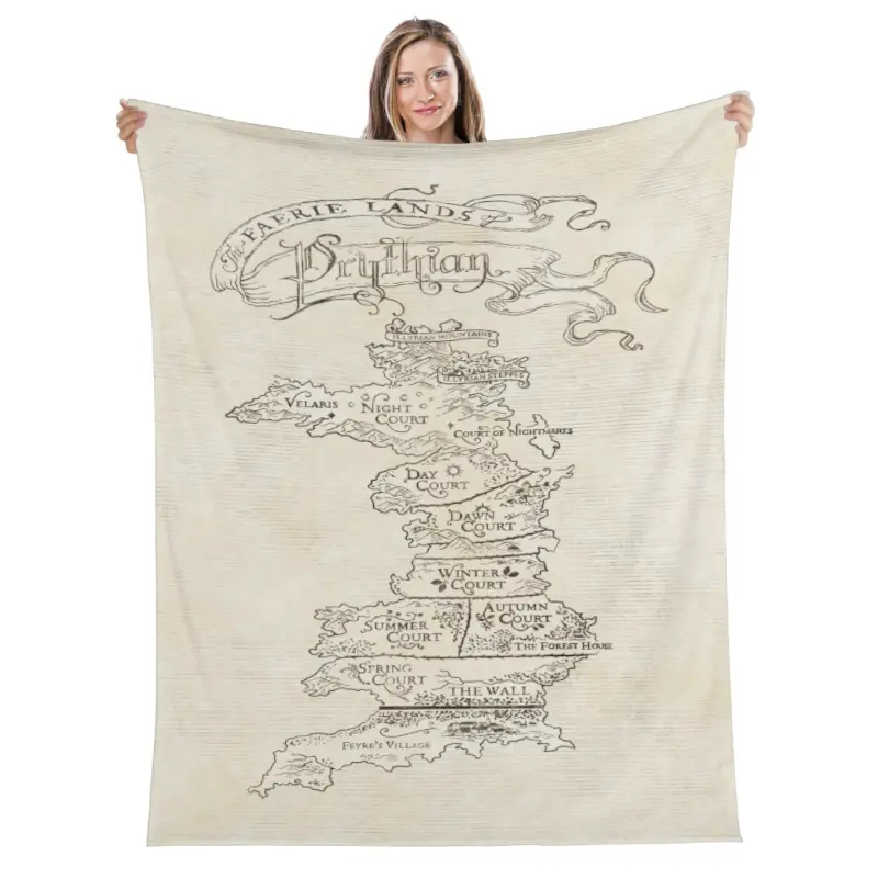 ACOTAR Merch Prythian Map Book Lovers Blanket Sarah J Maas Velaris Booktok Feyre Rhysand Bookish Blanket Bat Boys ACOTAR Blanket Book Gift