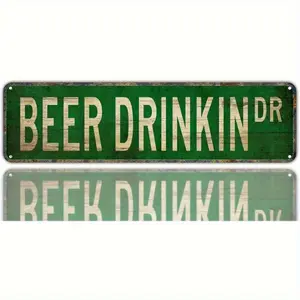 Vintage Drinking Retro Metal Sign, Rustic Wall Decor For Man Den, Home, Farmhouse, Outdoor Street, Bar And Coffee Shop - Indoor/Outdoor Hanging Decor, Gift For Beer Lovers, Durable Wall Decor, Outdoor Decor, 4x16 Inch