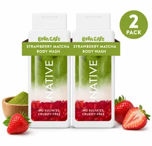 Native Boba Cafe Strawberry Matcha Body Wash 18oz (2 Pack) – Sulfate Free, Cruelty Free, Hydrating Clean Body Wash