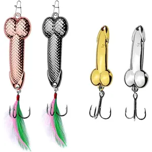 4 count Funny Fishing Lures,Fishing Spoons Bass,FishingLure Trout Lures Spinner Baits,Fish Equipment Hook for Fishing Lovers, for Men
