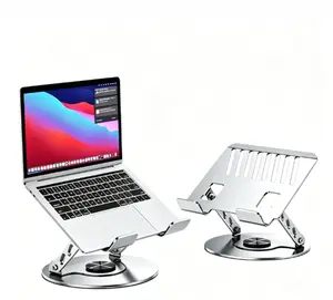 360° Rotating Aluminum Laptop Stand, Adjustable Ergonomic Laptop Riser, Portable Foldable Notebook Holder, Universal Desk Stand for MacBook, iPad, Tablets, Laptops, Heat Dissipation, Stable Metal Base, Office Home Workspace Essential