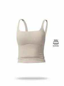 Women's Solid Color Quick-dry Sports Tank Top, Casual Comfy Breathable Sleeveless Sports Top for Yoga Gym Workout Running, Ladies Sportswear for All Seasons, Breathable Workout Tops