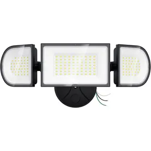180W LED  Light, 18000LM Flood Light Outdoor, Wired,  Controlled, IP65  Exterior Floodlight, 6500K  White, 3 Adjustable Heads for Garage, Yard, Entryway, Black