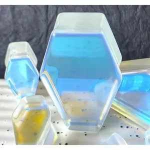 PAIR Luminous Moonstone Iridescent Glass Coffin Shaped Plugs Gauges Tunnels