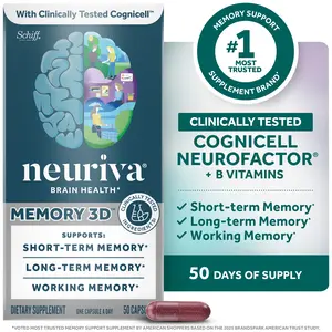 Neuriva Memory 3D Brain Supplements for Memory and Focus, Vitamin B12 & B6, Folic Acid, 50 Count Capsules