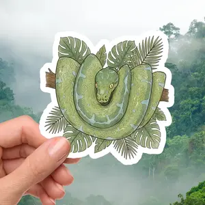 Green Tree Python Sticker, Snake Sticker, Cute Snake Gift, Green Tree Python, Reptile Lover Gift, Python Lover Gift, Cute Animal Sticker